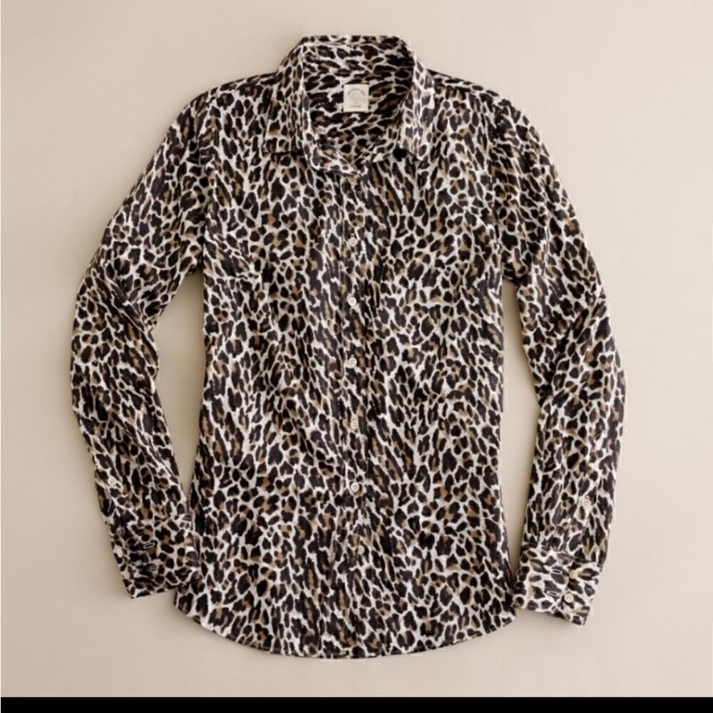 J CREW  Cotton Leopard Button Down - Picture 11 of 14